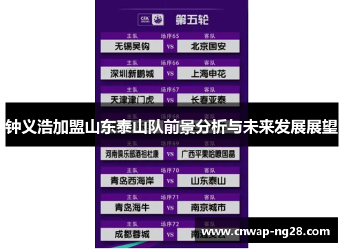 钟义浩加盟山东泰山队前景分析与未来发展展望 钟义浩加盟山东泰山队前景分析与未来发展展望